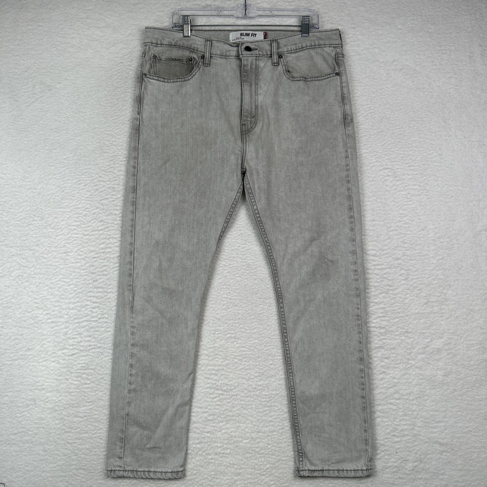 Levi's Jeans Mens 36x30 Gray Denim 511 Slim Fit Straight Light Wash Stretch